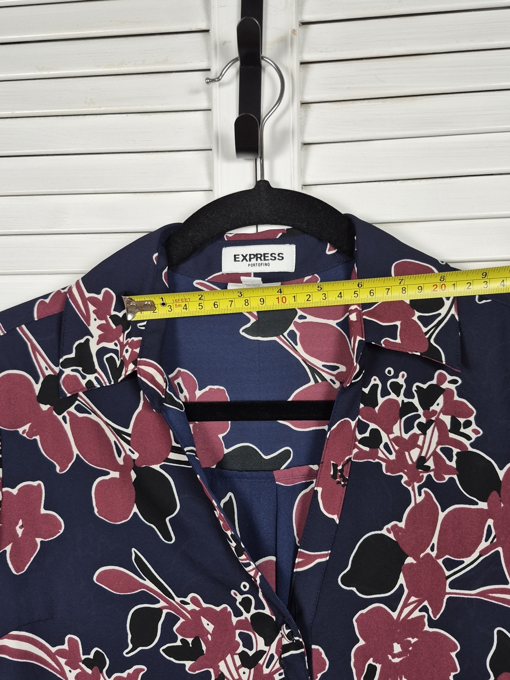 Express Portofino Slim Floral Button Up Blouse Navy Pink Size S/P - Picture 6 of 10